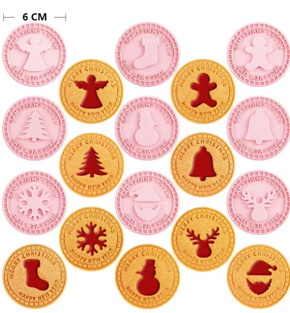 Christmas Cookies Cutter Plastic Gingerbread Santa Cookie Stamp Press