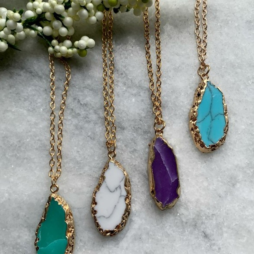 Purple Druzy Stone Necklace