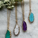  Purple Druzy Stone Necklace