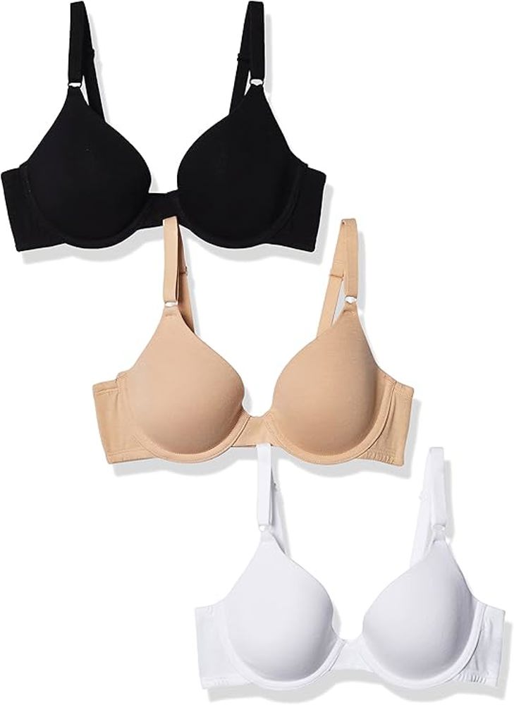  3pc 36C Fruit of the Loom Women's T-Shirt Bra Black Hue/Sand/White