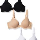   3pc 36C Fruit of the Loom Women's T-Shirt Bra Black Hue/Sand/White