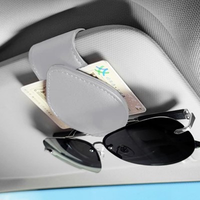 Leather Magnetic Sunglasses Clip Grey