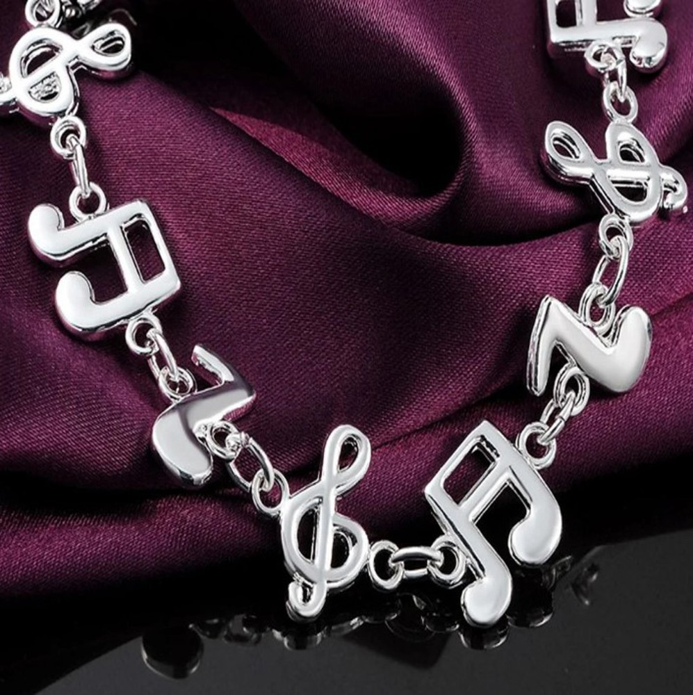 Musical Notes Silver Bracelet 