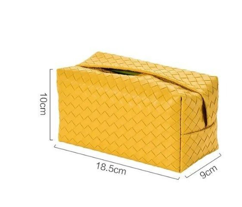 Mustard Yellow Leather Tissue Box 