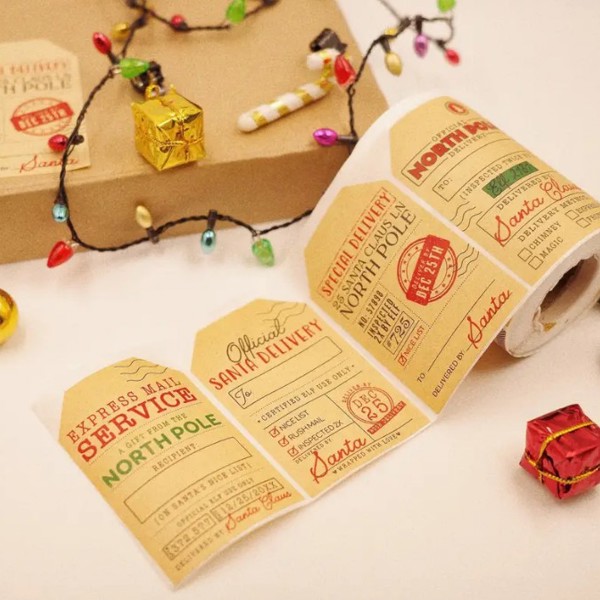 Vintage Retro Christmas Gift Tag Stickers 200pc