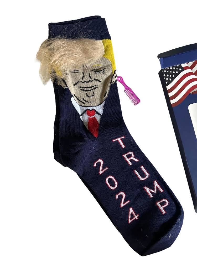 Trump 2024 Funny Hair Socks w/ Comb