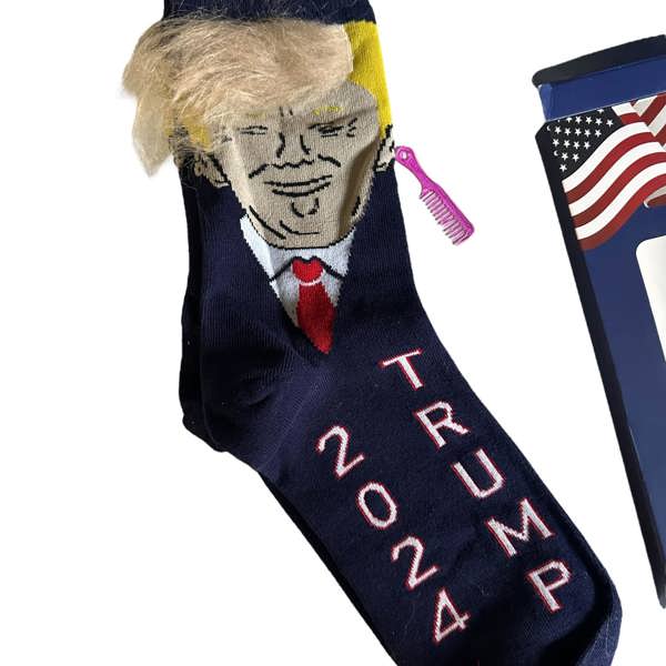 Trump 2024 Funny Hair Socks w/ Comb