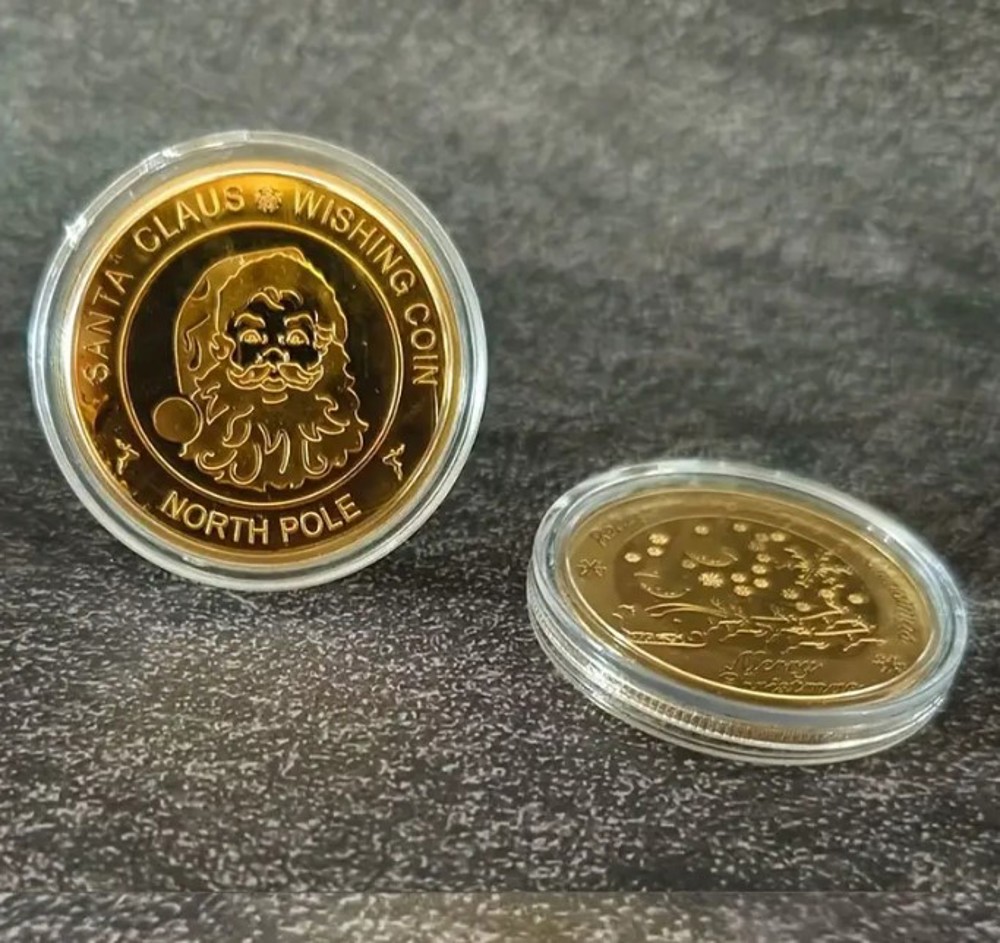 Gold Santa Wishing Coin