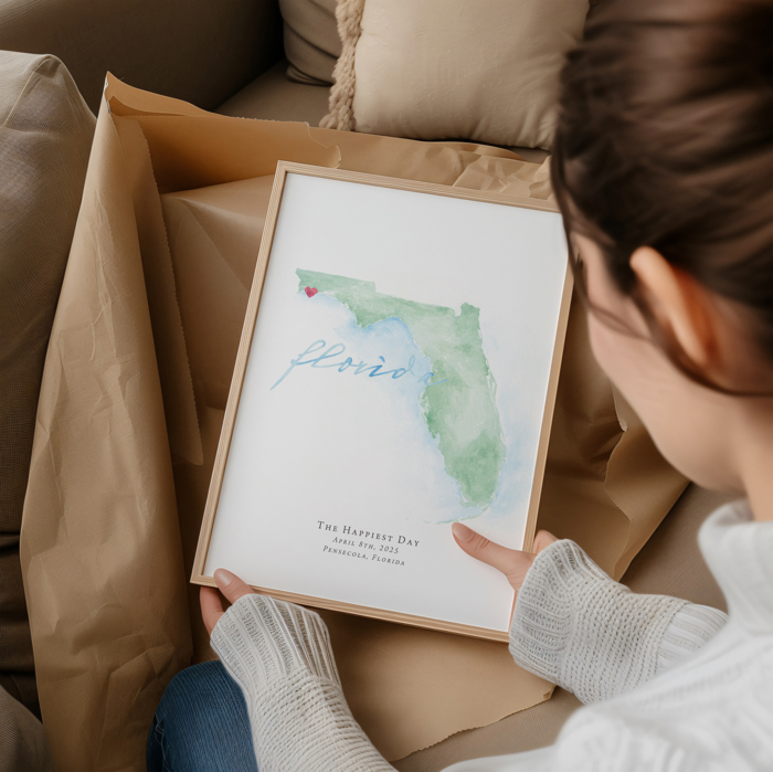 Personalized Watercolor Map 