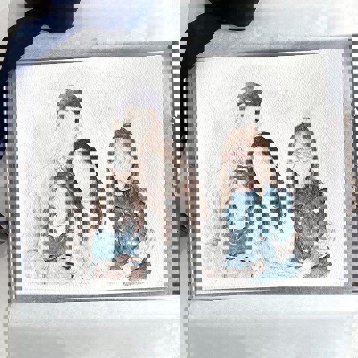 Faceless Watercolor Family Portrait