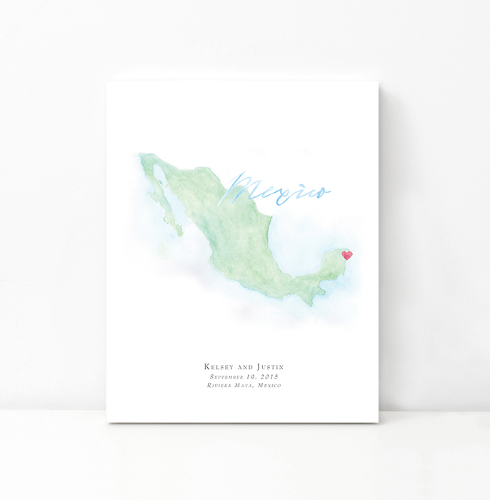 Personalized Watercolor Map 