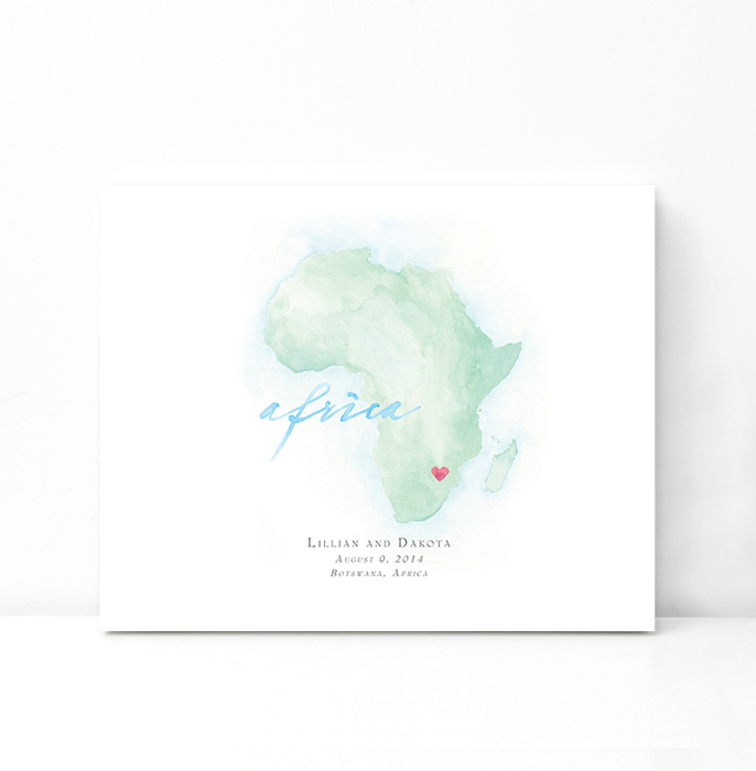 Personalized Watercolor Map 