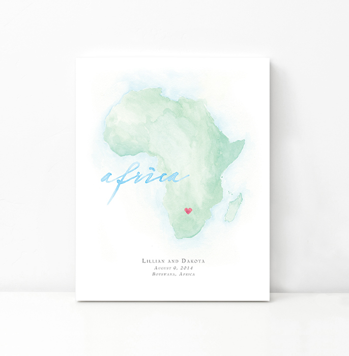 Personalized Watercolor Map 