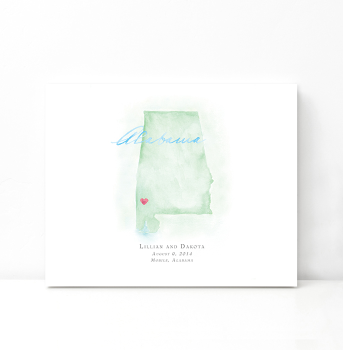 Personalized Watercolor Map 