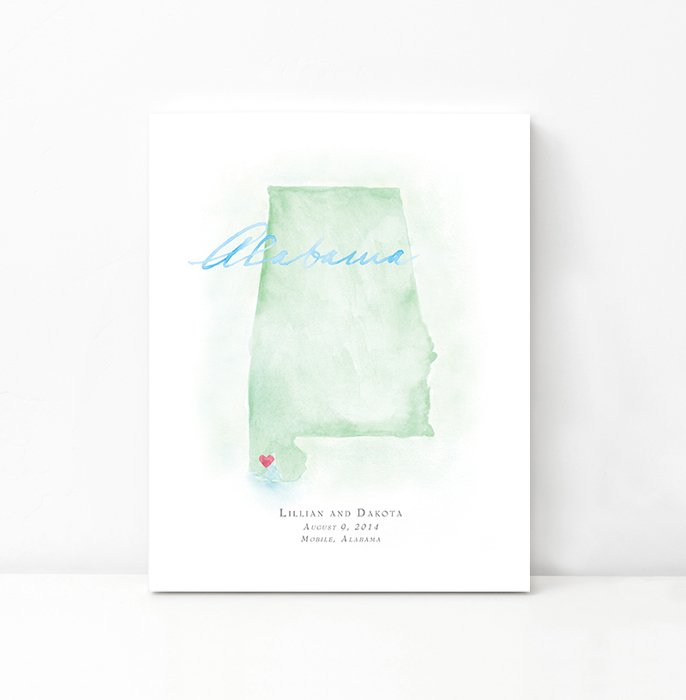 Personalized Watercolor Map 