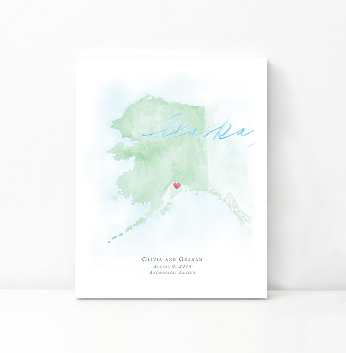 Personalized Watercolor Map 