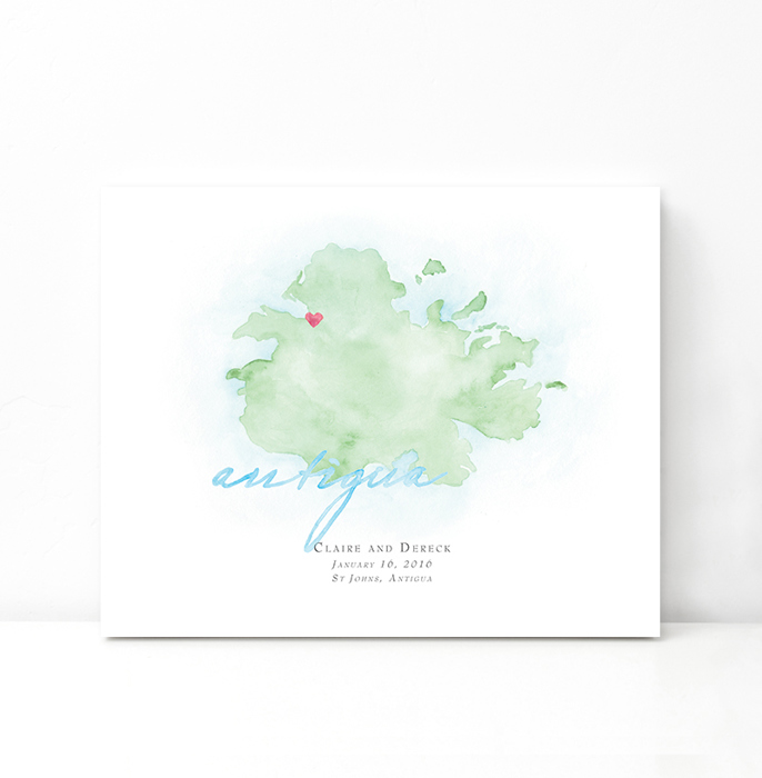 Personalized Watercolor Map 