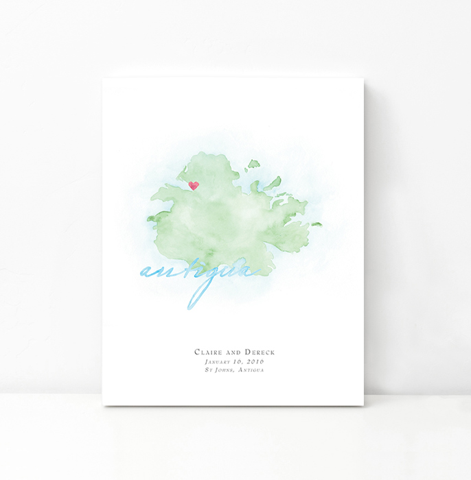 Personalized Watercolor Map 