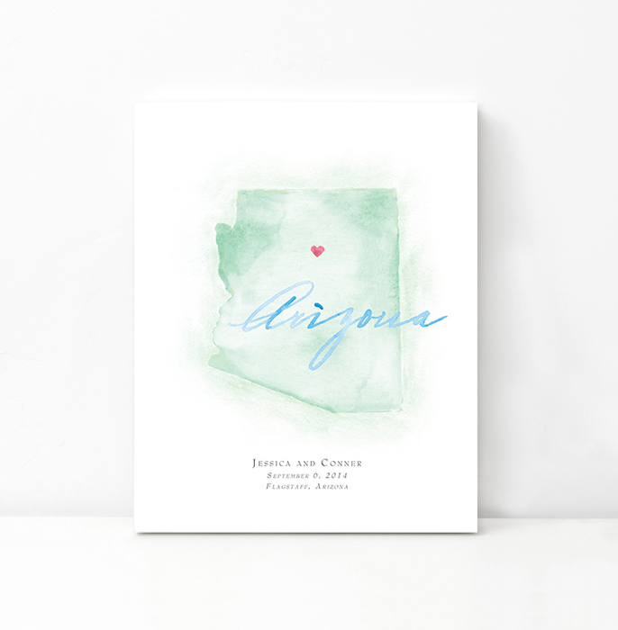 Personalized Watercolor Map 