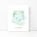 Arizona 5x7 - Portrait Personalized Watercolor Map 