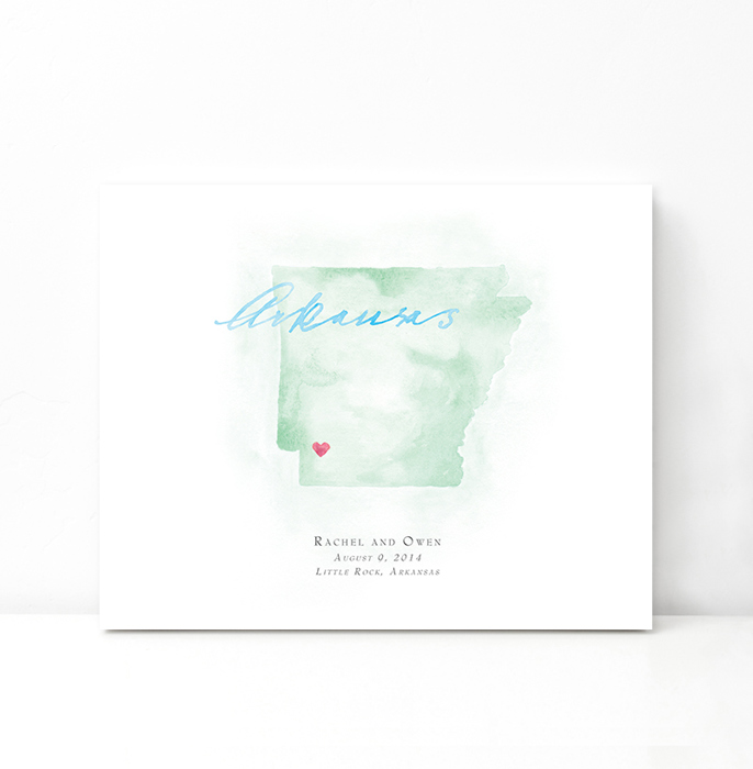Personalized Watercolor Map 