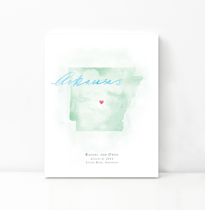 Personalized Watercolor Map 