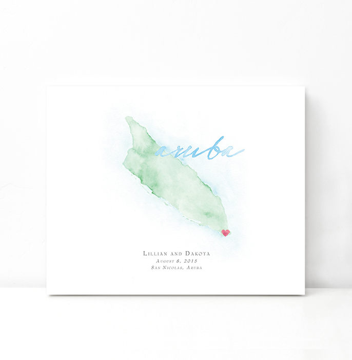 Personalized Watercolor Map 