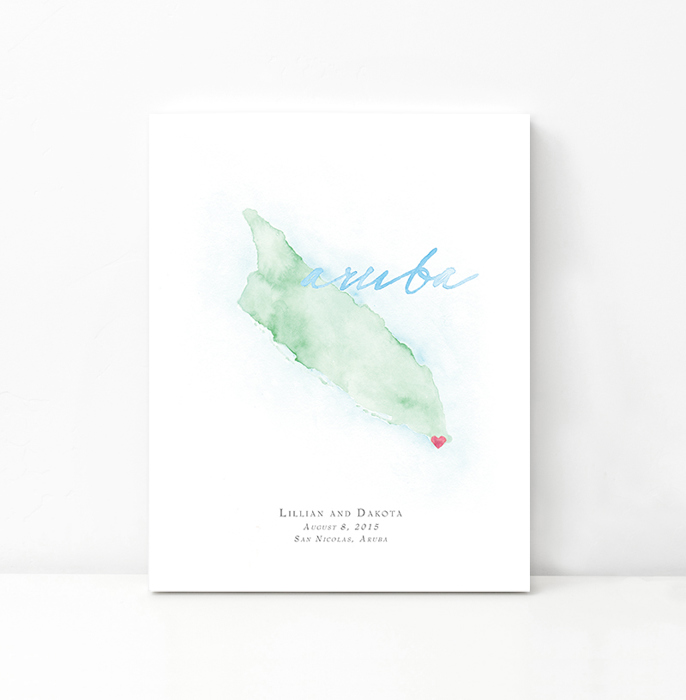 Personalized Watercolor Map 