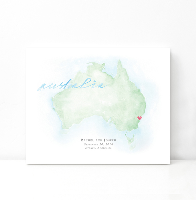 Personalized Watercolor Map 