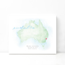 Australia 5x7 - Landscape Personalized Watercolor Map 