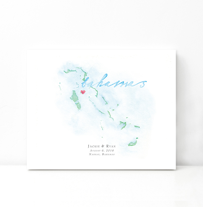 Personalized Watercolor Map 