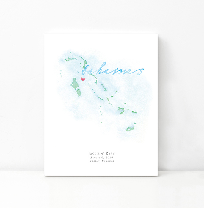 Personalized Watercolor Map 