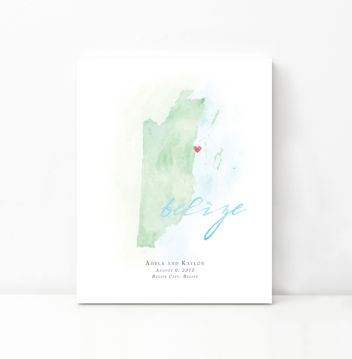 Personalized Watercolor Map 