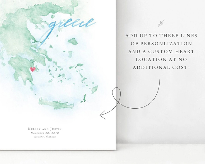 Personalized Watercolor Map 