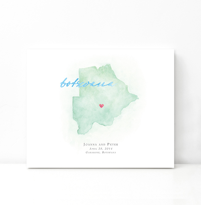 Personalized Watercolor Map 