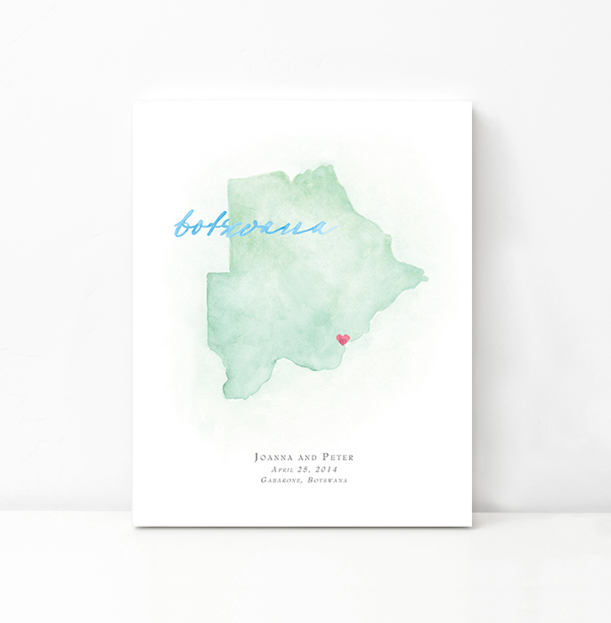 Personalized Watercolor Map 