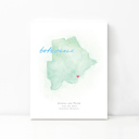 Botswana 5x7 - Portrait Personalized Watercolor Map 