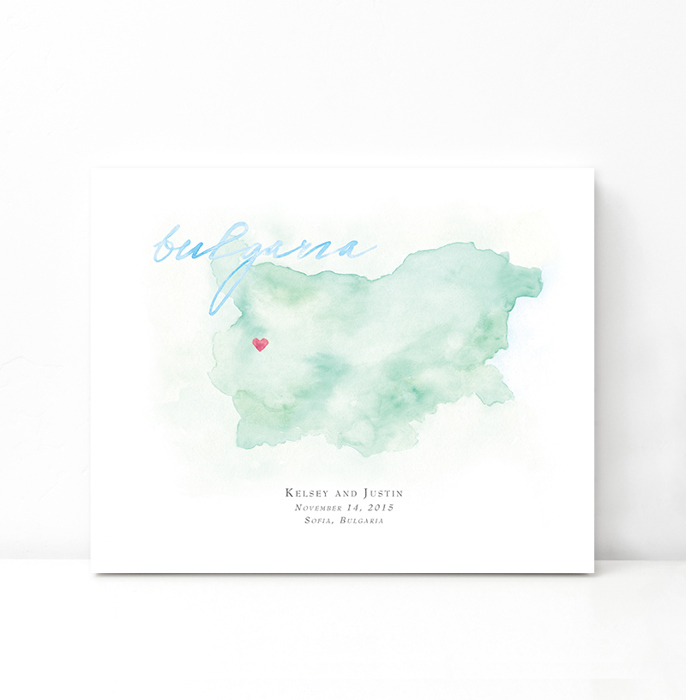 Personalized Watercolor Map 