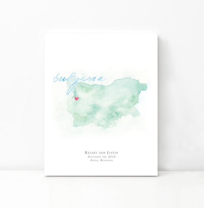Personalized Watercolor Map 