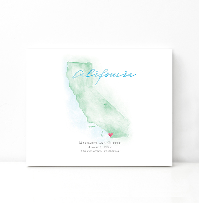 Personalized Watercolor Map 