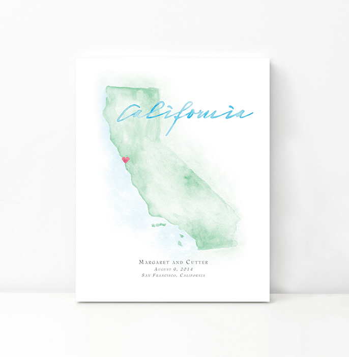 Personalized Watercolor Map 