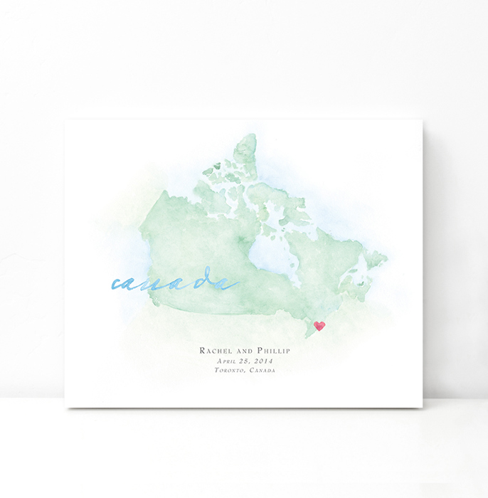 Personalized Watercolor Map 