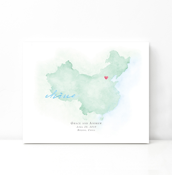 Personalized Watercolor Map 