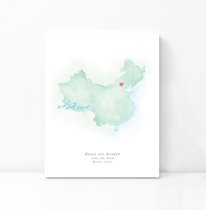 Personalized Watercolor Map 