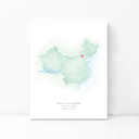China 5x7 - Portrait Personalized Watercolor Map 