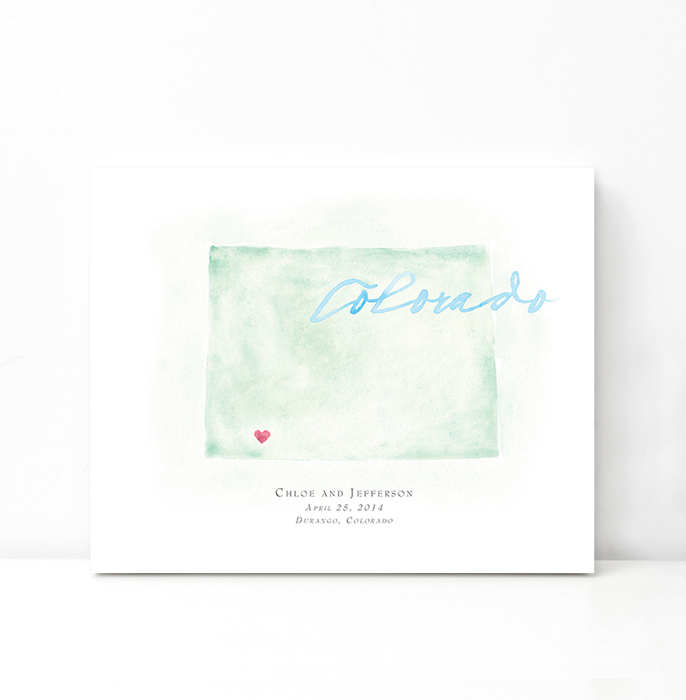 Personalized Watercolor Map 