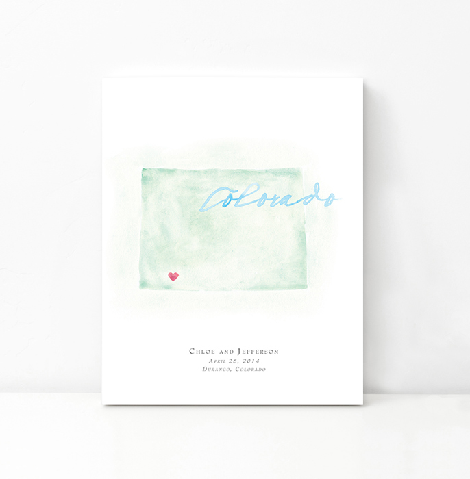 Personalized Watercolor Map 