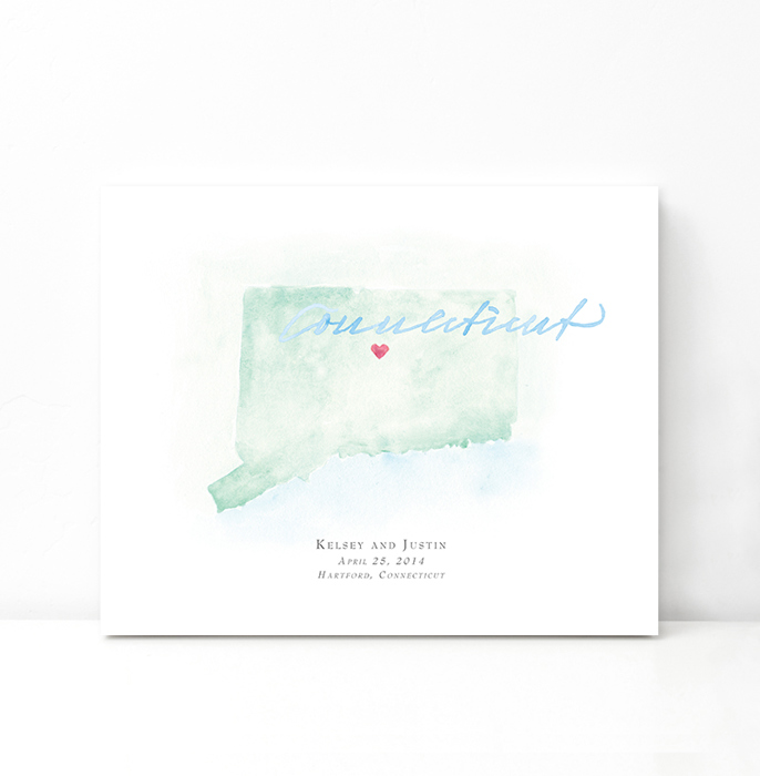 Personalized Watercolor Map 