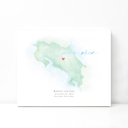 Costa Rica 5x7 - Landscape Personalized Watercolor Map 