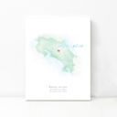 Costa Rica 5x7 - Portrait Personalized Watercolor Map 